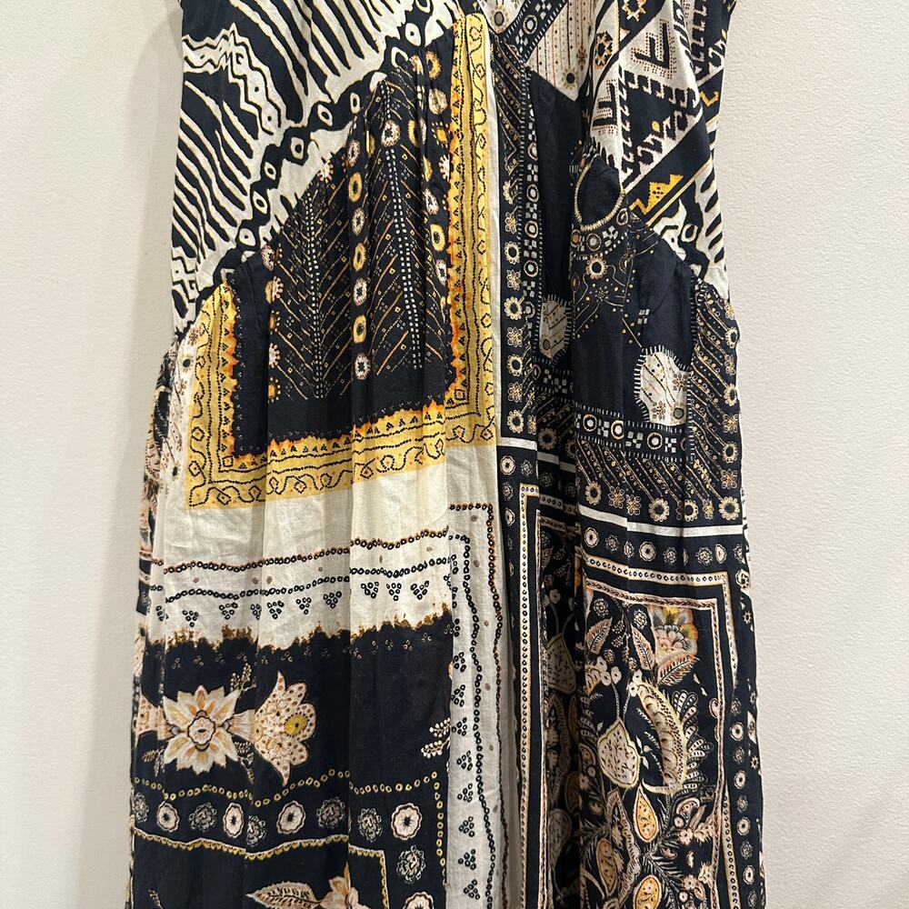 Isabel Marant Etoile Sabba Strappy Bandana Print Midi Dress‎ Black Ochre Size 10 - Picture 8 of 12